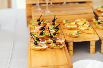 A large selection of food and various snacks at the buffet for guests before the event
