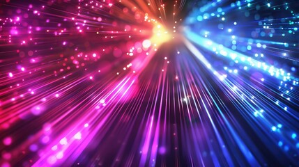 Obraz premium Abstract technology background with colorful light rays. shiny stripes