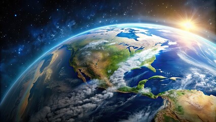 Fototapeta premium Beautiful aerial view of planet earth from space, earth, planet, space, aerial view, globe, nature, environment