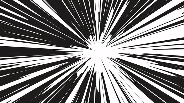 Retro-style banner with manga-inspired speed rays and black action lines for a cartoonish touch.