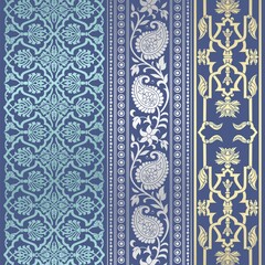 wedding card design, traditional paisley floral pattern , royal India	