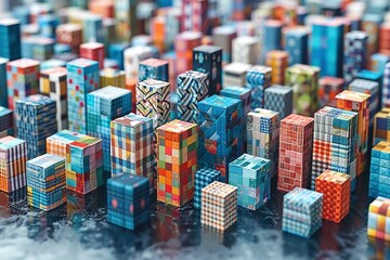 Obraz premium Cityscape with inspired colourful blocks UHD wallpaper