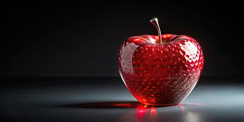Shiny red apple sculpture made of crystal, crystal, red, apple, shiny, sculpture, art, glass, fruit, decoration