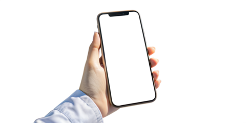 4K PNG Image of Hand with Smartphone - Isolated on White
