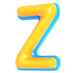 Yellow Alphabet with Blue 3D Letter Z Render