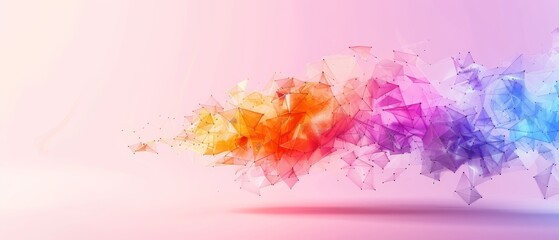 Vibrant abstract art with multicolored geometric shapes in a gradient background, perfect for modern design projects and creative inspiration.