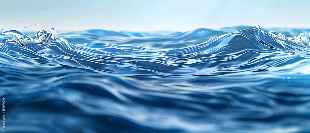 Poster blue background with a super simple wave pattern, radiating calm and relaxation