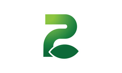 2 Leaf Logo Number Green Simple Nature