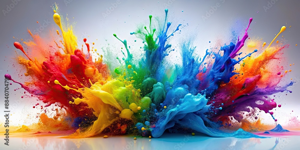 Canvas Prints Vibrant paint splashes in motion creating a colorful explosion , vibrant, paint, splashes, motion, colorful, explosion, abstract