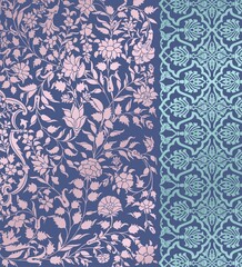 wedding card design, traditional paisley floral pattern , royal India	