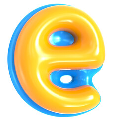 Yellow Alphabet with Blue 3D Letter e