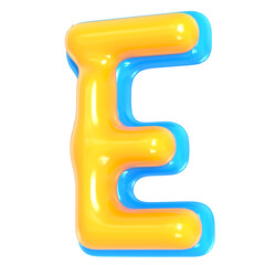 Yellow Alphabet with Blue 3D Letter E Render