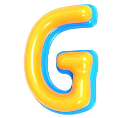 Yellow Alphabet with Blue 3D Letter G Render