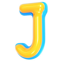 Yellow Alphabet with Blue 3D Letter J Render