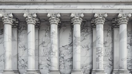 Naklejka premium Realistic photo showcasing intricate details of marble pillars in a grand architectural building