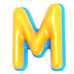 Yellow Alphabet with Blue 3D Letter M Render