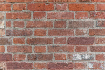 abstract background of an old red brick wall close up