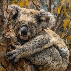 Art illustration of a koala holding a sign that says Save the Koalas By Generated AI