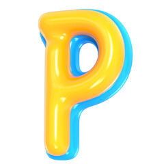 Yellow Alphabet with Blue 3D Letter P Render