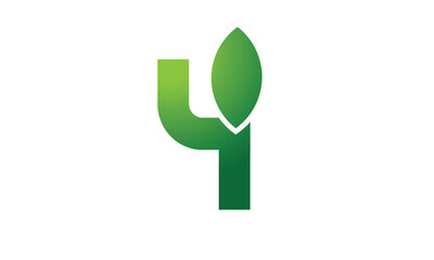 4 Leaf Logo Number Green Simple Nature