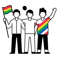 Vector Illustration of Friends at Pride: LGBTQ Community Concept