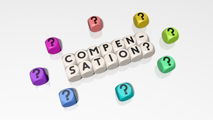 Buchstabenwürfel bilden das Wort Compensation