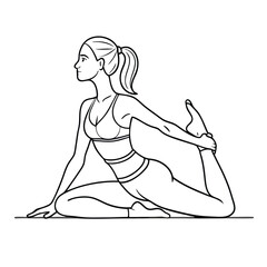 Obraz premium fit woman stretching on the floor. illustration line art vector 