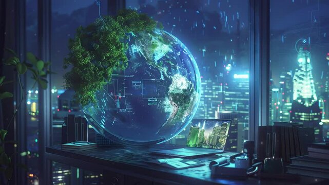 A corporate report highlighting ESG (Environmental, Social, Governance) metrics within the green energy sector, showcasing sustainable business practices in the renewable energy industry