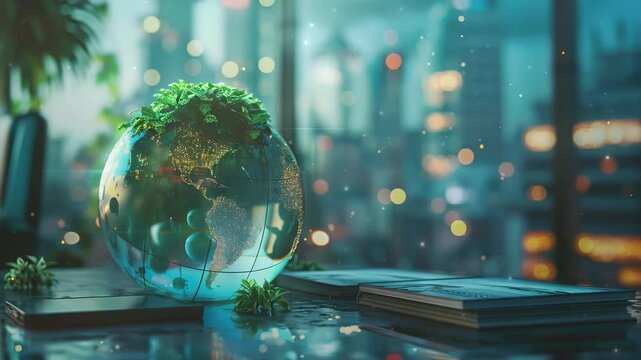 A corporate report highlighting ESG (Environmental, Social, Governance) metrics within the green energy sector, showcasing sustainable business practices in the renewable energy industry