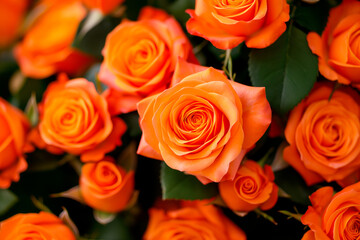 beautiful orange rose flower in full frame background