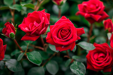 Fototapeta premium beautiful red rose flower in full frame background