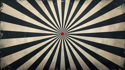 A black and white image of a red dot in the center of a spiral. The image has a vintage and artistic feel to it, with the red dot standing out against the black and white background