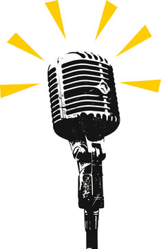 recommend clip art: Retro microphone collage element on transparent background, Retro microphone punk y2k collage element, Microphone magazine clipping with isolated clipping path. Generative AI