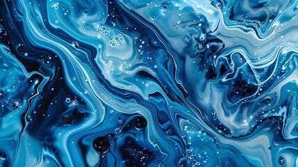 Obraz premium Intricate blue liquid patterns and shapes, creating a fluid and artistic background. 