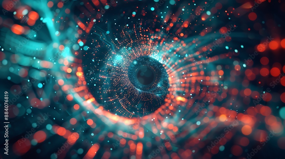 Poster mesmerizing swirl of lights and colors creating an abstract eye like pattern. ai generated