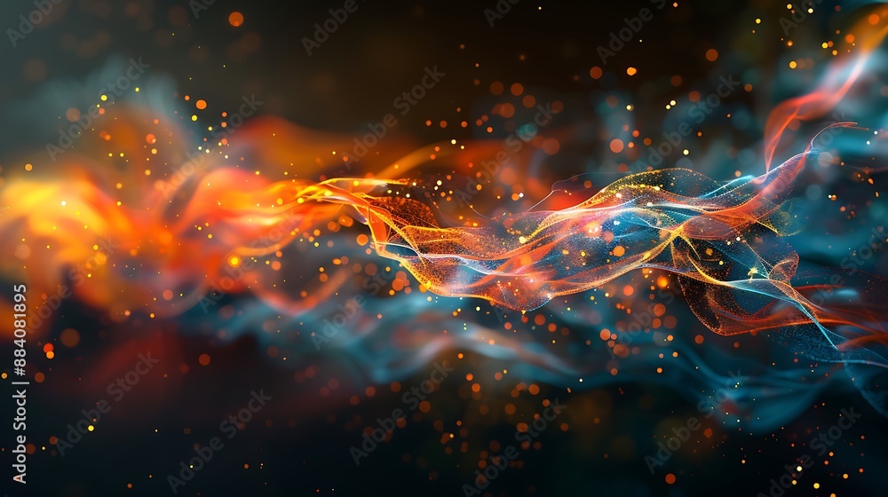 Aufkleber abstract colorful digital waves with sparkling particles background for futuristic modern technology