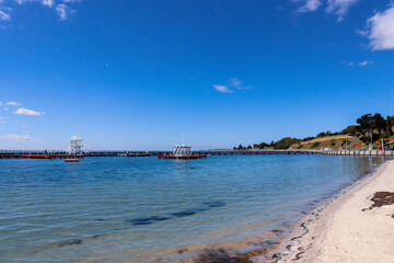 coastal landscape with piers