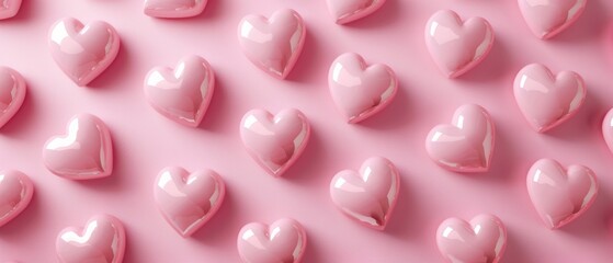 Seamless pattern of pink hearts on a serene background, embodying minimal trend design