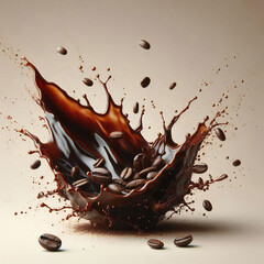 Coffee splashing on isolated background