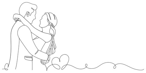 Wedding couple line art vector illustration