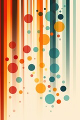 Colorful Retro Striped Background With Circles