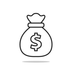 Money bag Icon. Vector editable stroke illustration. Bag of money.