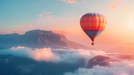 Hot Air Balloon Flight Over Mountains