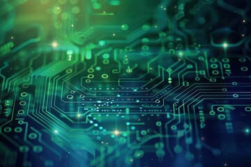 Computer technology image with circuit board background, ideal for various topics related to computers and AI
