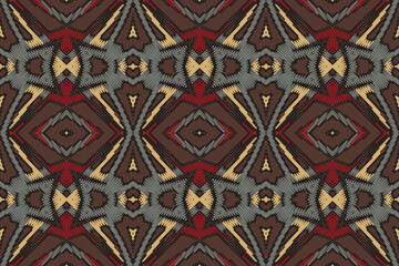Ethnic abstract beautiful art. Ikat seamless pattern in tribal, folk embroidery, Mexican style. Aztec geometric art ornament print. Design for carpet, wallpaper, clothing, wrapping, fabric.
