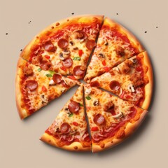 A delicious pepperoni pizza topped with fresh basil