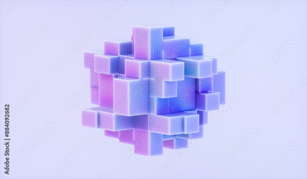 Poster Abstract futuristic innovation business technology background with isometric 3d cube. 3d rendering.