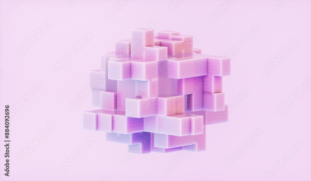 Poster Abstract futuristic innovation business technology background with isometric 3d cube. 3d rendering.