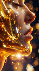 Healthy Skin Concept Featuring Vitamin B2 Hologram for Smooth and Radiant Complexion