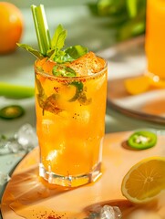 Fototapeta premium Savory and Spicy Bloody Mary with Worcestershire
